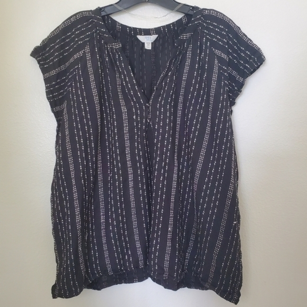 Time & Tru Women's Black Embroidered Dolman Popover Peasant Top Blouse - Picture 9 of 10